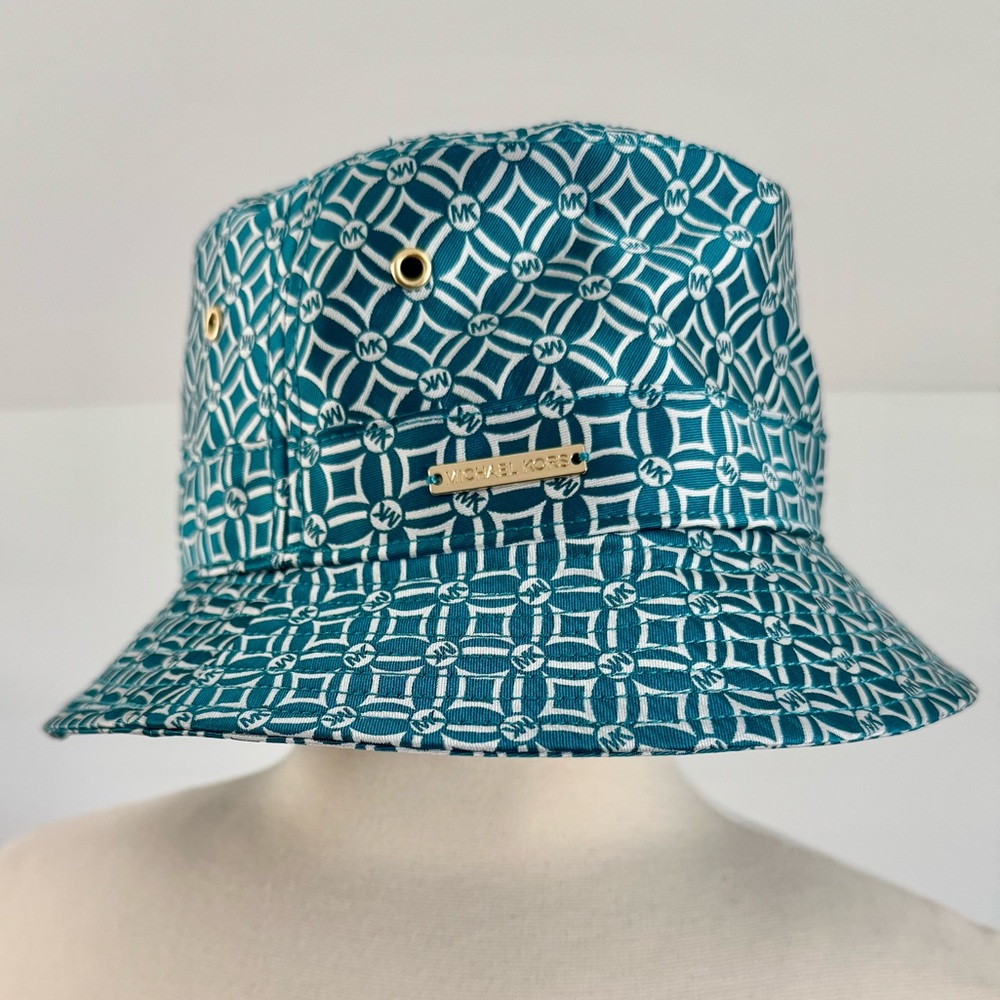 Michael Kors Teal Logo Bucket Hat - one size